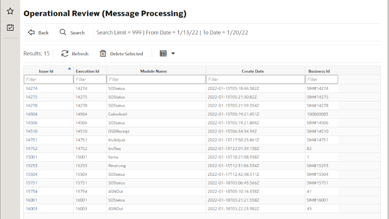 Message Processing Screen