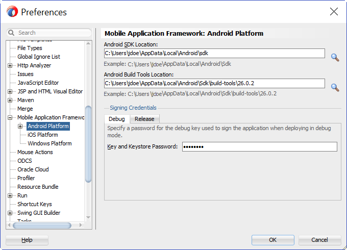 Configuring Platform Preferences for Android