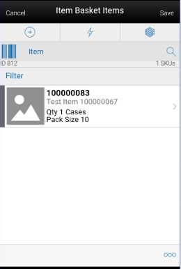 Item Basket Items Screen