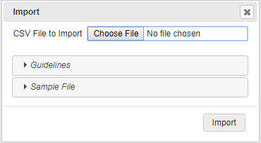 This screenshot shows the routes page's import dialog box.
