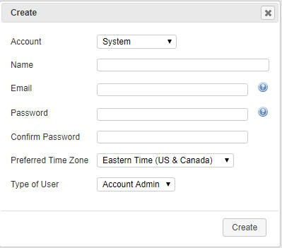 This screenshot shows the new user dialog box.