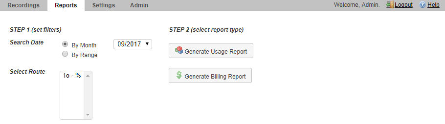 This screenshot shows the reports page.