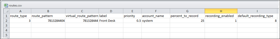 This image shows an example CSV file with parameters and values.