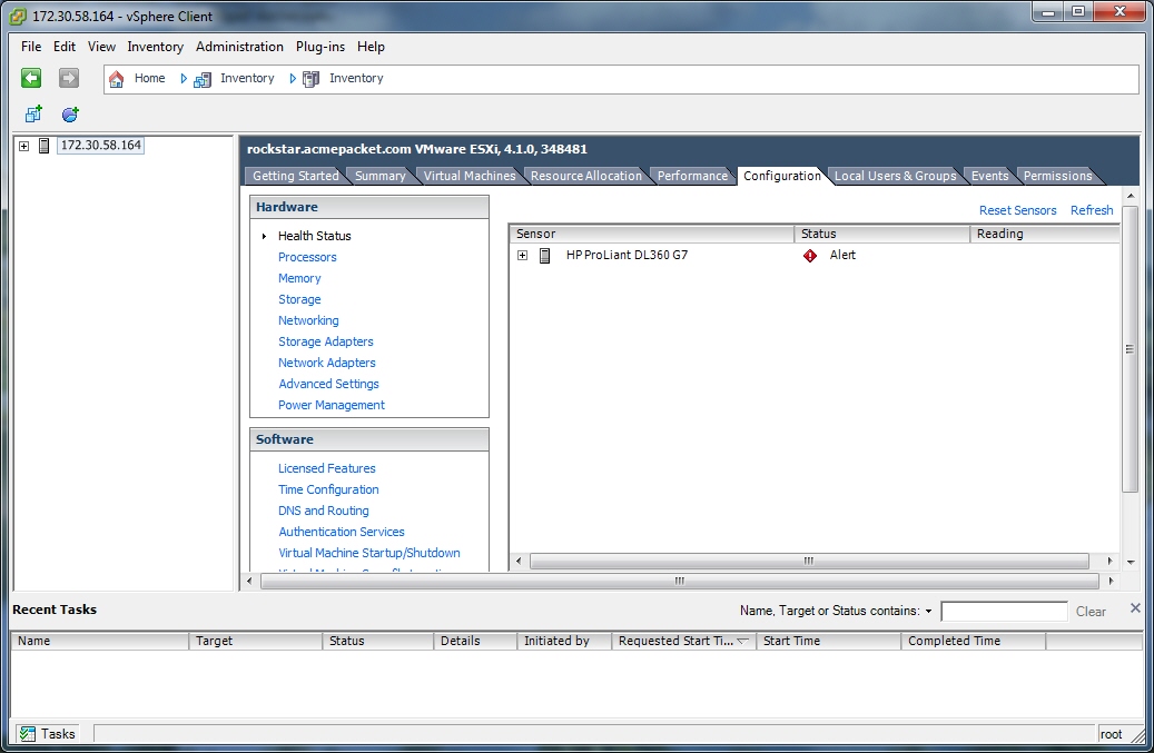 This screenshot shows the vSphere Client's Configuration page.