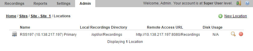 This screenshot shows the Locations page.