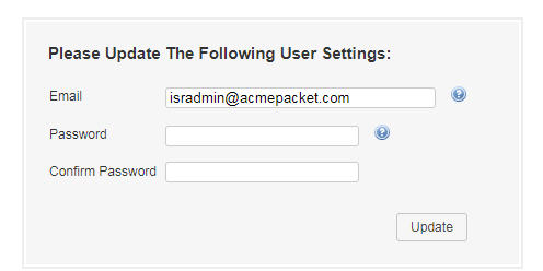 This screenshot shows the first-time login page where you enter your email, password, and confirm your password.