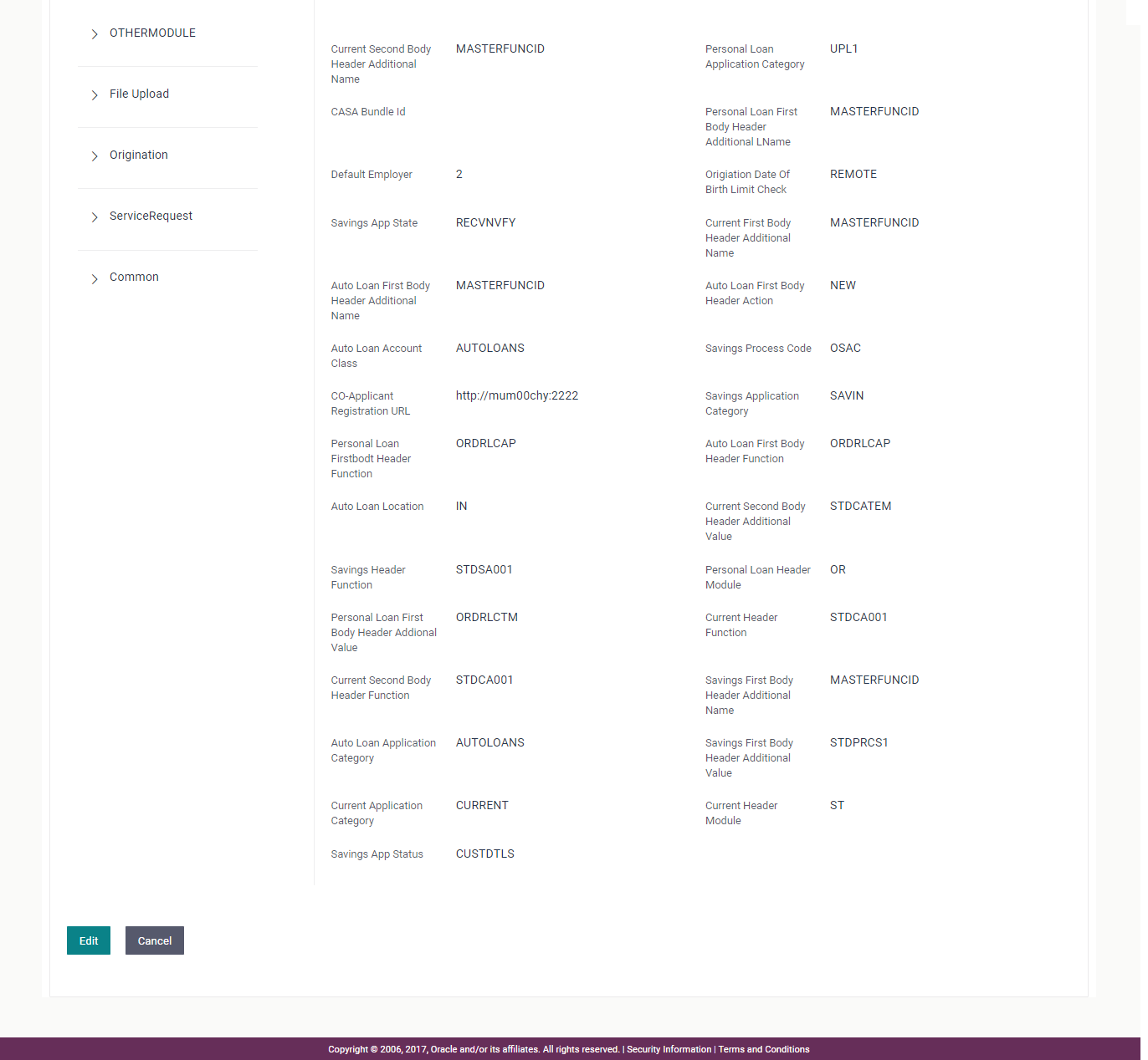 System Configuration - Dynamic Module - Origination - View