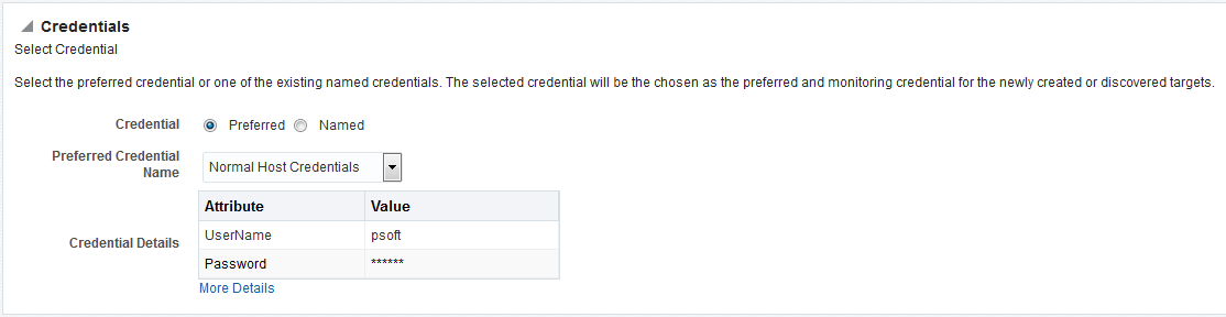 Preferred Credentials for Target Host