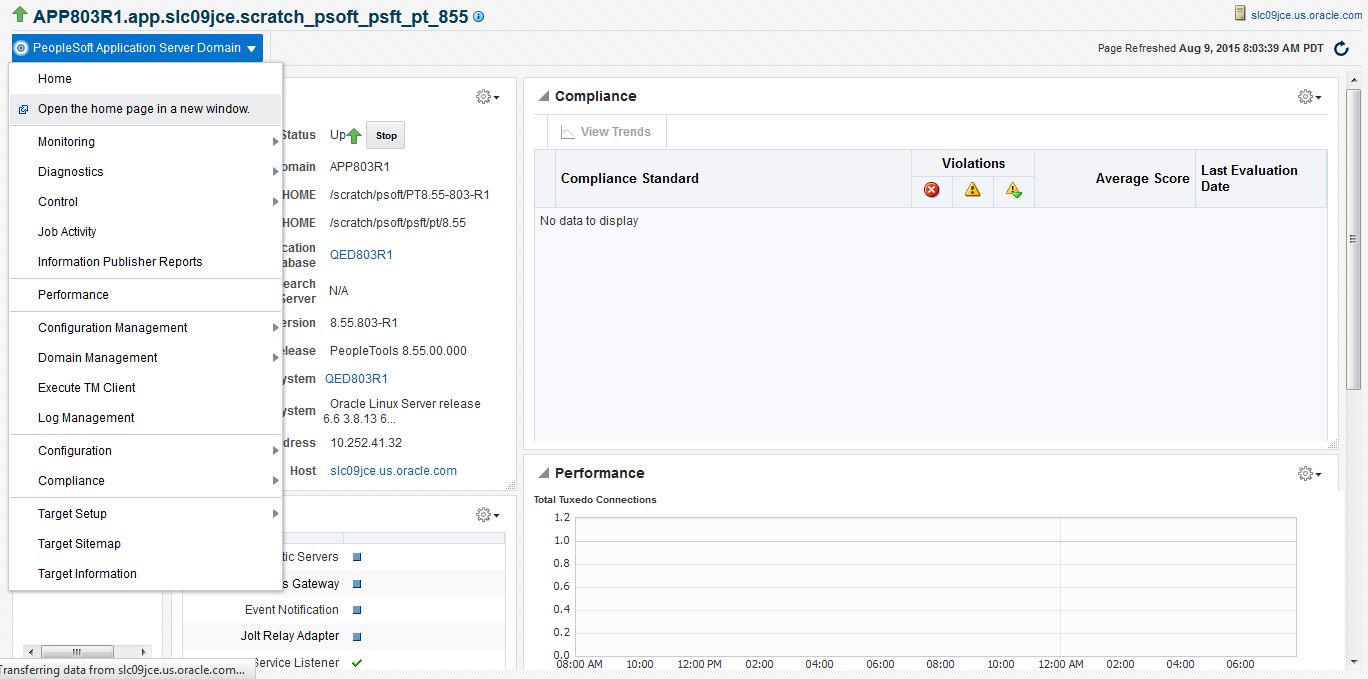 PS Application Server Target page