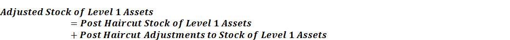 This illustration shows the formula to calculate the Adjusted Stock of Level 1 Assets.