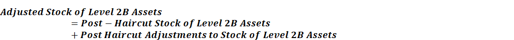 This illustration shows the formula to calculate the Adjusted Stock of Level 2B Assets.