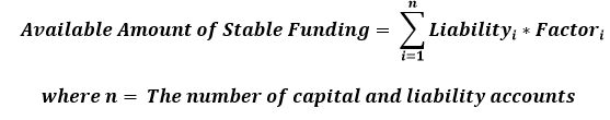 This illustration shows the formula for calculating the Available Amount of Stable Funding.