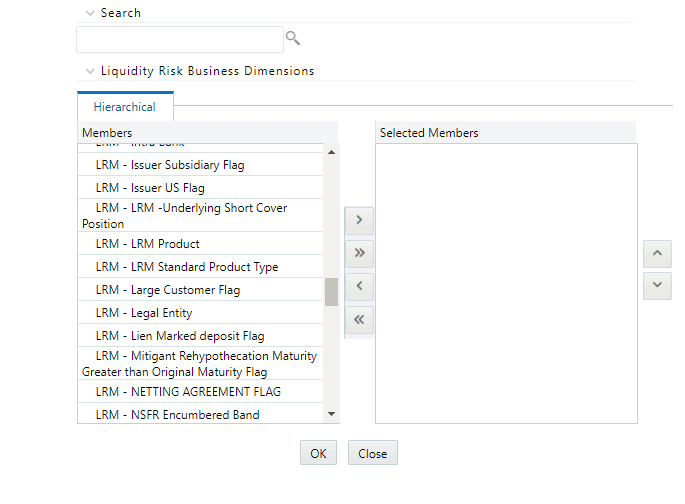 Description of the Dimension Selection browser follows This illustration shows the Dimension Selection browser, where you can add the required dimensions.