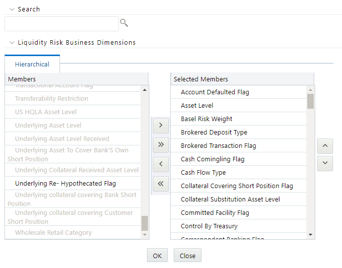 Description of the Hierarchy browser follows This illustration shows the Hierarchy browser, where you can add the required hierarchies.