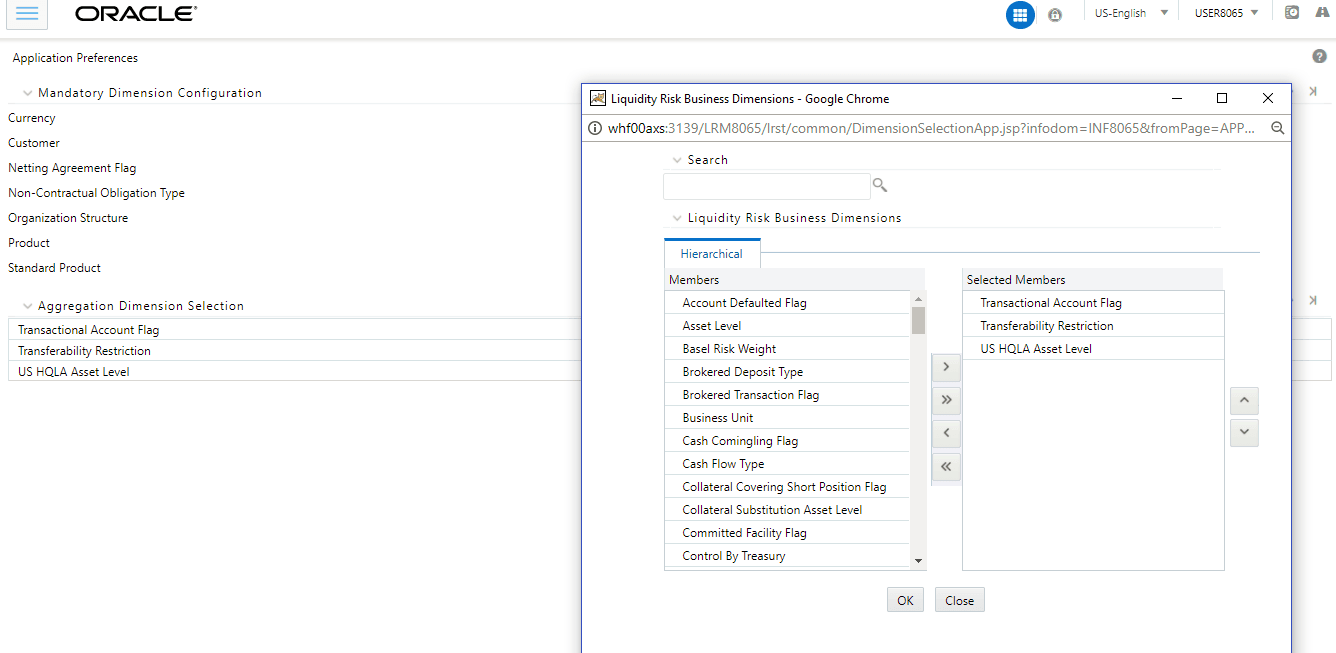 Description of the Dimension browser follows This illustration shows the Dimension browser, where you can add the required dimensions.