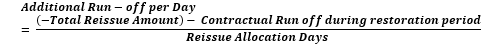 This illustration shows the formula for additional run off during per business day.