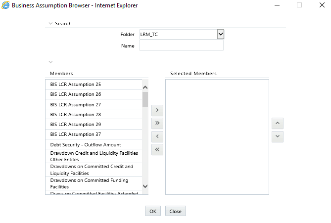 Description of the Run Definition - Business Assumption Browser window follows This illustration shows the Run Definition - Business Assumption Browser window. Description of the Run Definition - Business Assumption Browser window follows This illustration shows the Run Definition - Business Assumption Browser window.
