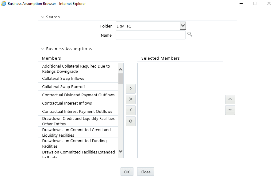 Description of the Run Definition - Business Assumption Browser window follows This illustration shows the Run Definition - Business Assumption Browser window. Description of the Run Definition - Business Assumption Browser window follows This illustration shows the Run Definition - Business Assumption Browser window.