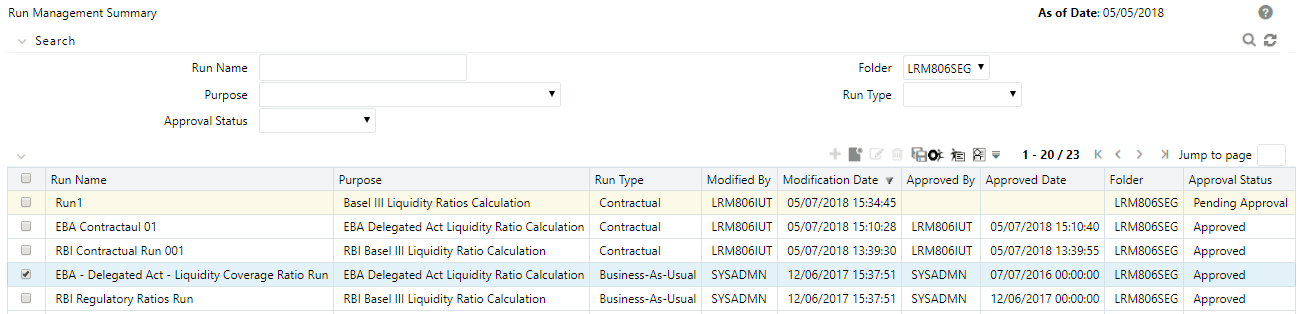 Description of the Run Management Summary page follows This illustration shows the Run Management Summary page. You can view Run details and execute runs using this window. Description of the Run Management Summary page follows This illustration shows the Run Management Summary page. You can view Run details and execute runs using this window.
