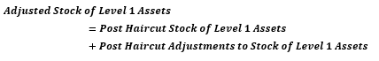 This illustration shows the formula to calculate the Adjusted stock of Level 1 assets.