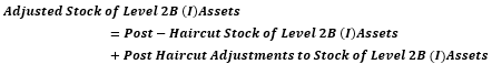 This illustration shows the formula to calculate the Adjusted stock of Level 2B (1)assets.
