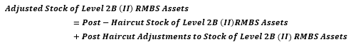 This illustration shows the formula to calculate the Adjusted stock of Level 2B (II) assets.