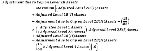 This illustration shows the formula to calculate the Adjustment Due to Cap on Level 2B Assets.
