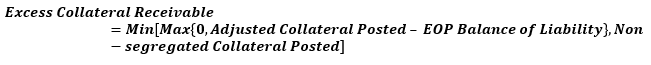 This illustration shows the formula to calculate the excess collateral receivable.