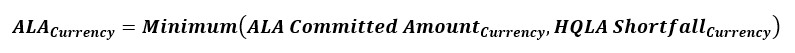 This illustration shows the formula to calculate the ALA for Currency.