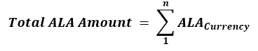 This illustration shows the formula to calculate the total ALA. This illustration shows the formula to calculate the total ALA.