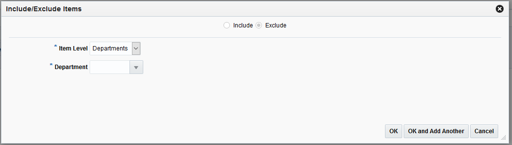 exclude items dialog
