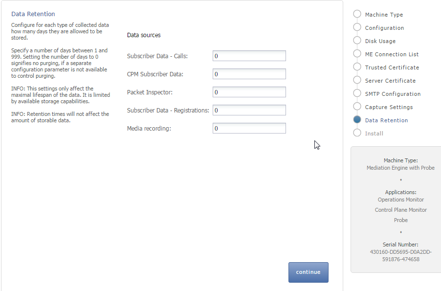 Data Retention page Data Retention page