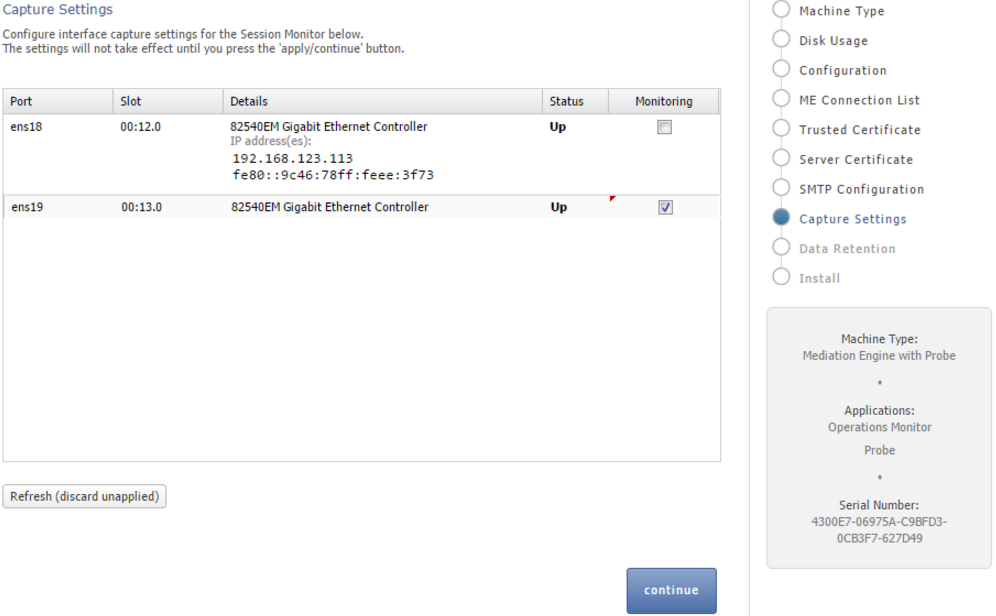 Capture Settings page Capture Settings page