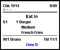 This figure shows an illustration of the standard with order type, seat numbers, and zone identifier chit layout.