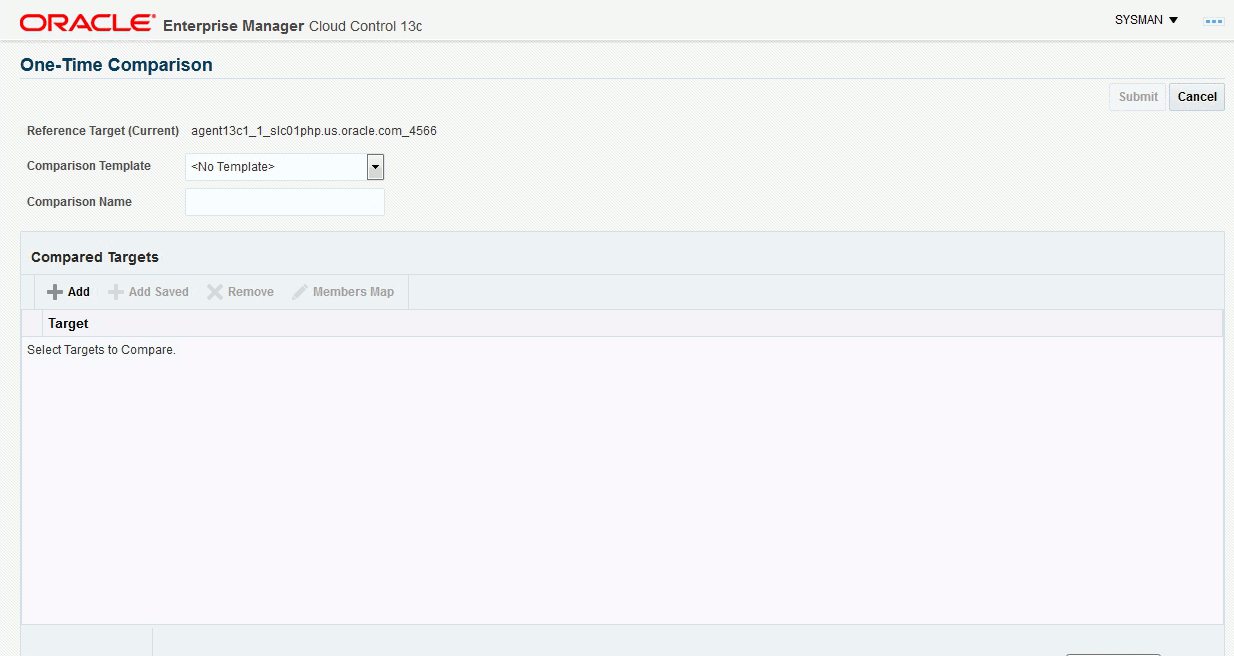 比較ウィザードの最初のステップのスクリーンショット