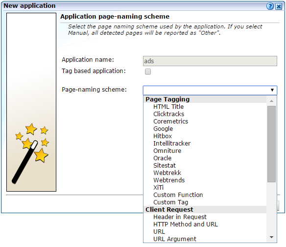 新規アプリケーションダイアログ