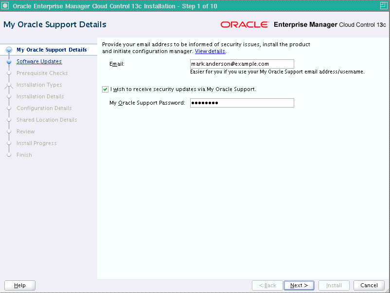 「My Oracle Supportの詳細」画面