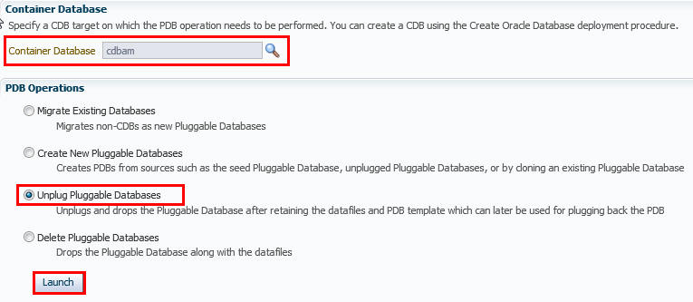プラガブル・データベースのプロビジョニング・コンソール プラガブル・データベースのプロビジョニング・コンソール
