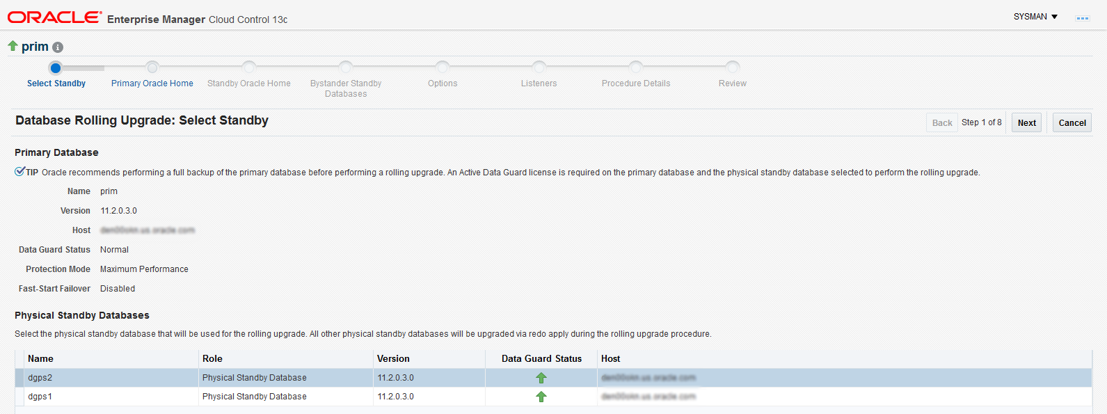 スタンバイの選択 スタンバイの選択