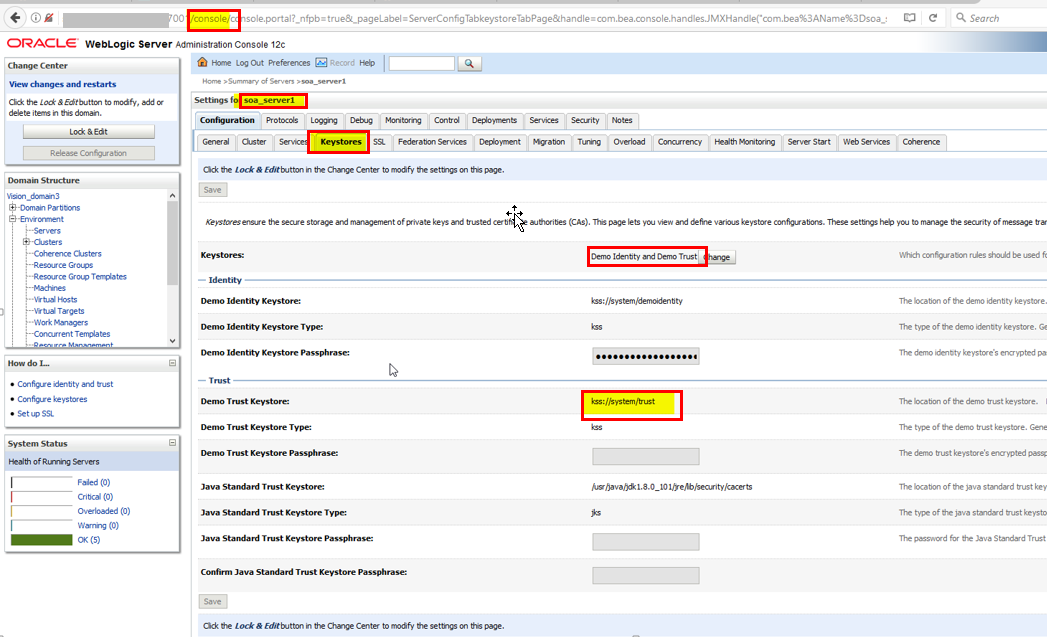 Image represents WebLogic Server Administration Console.