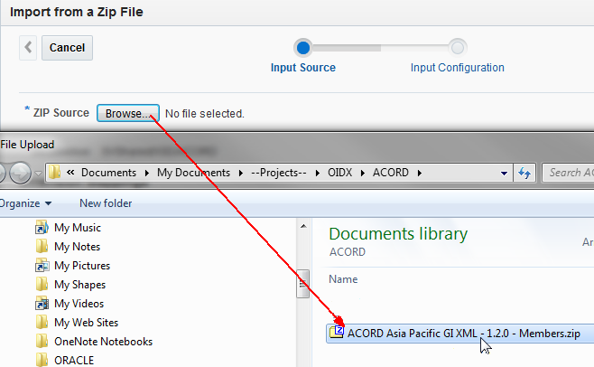 Image represents secelting zip file from your local drive.