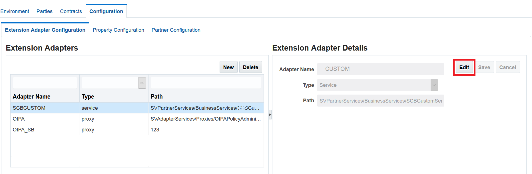 Image represents editing an extension adapter.