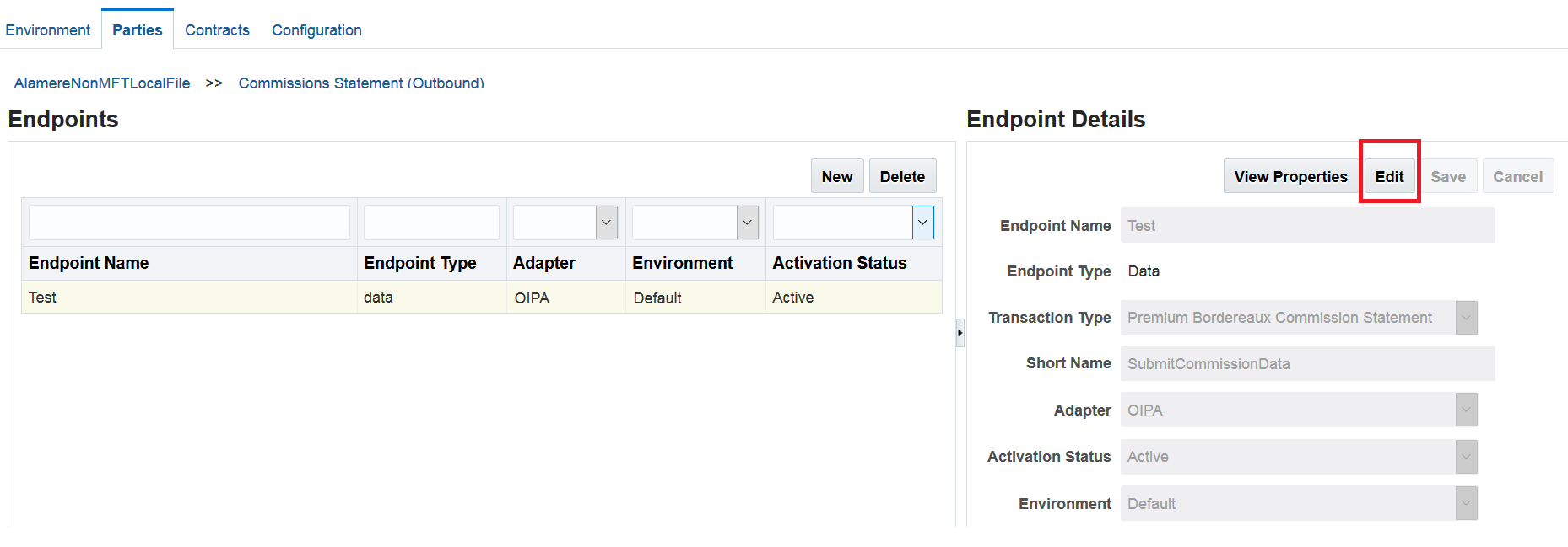 Image represents editing an endpoint.