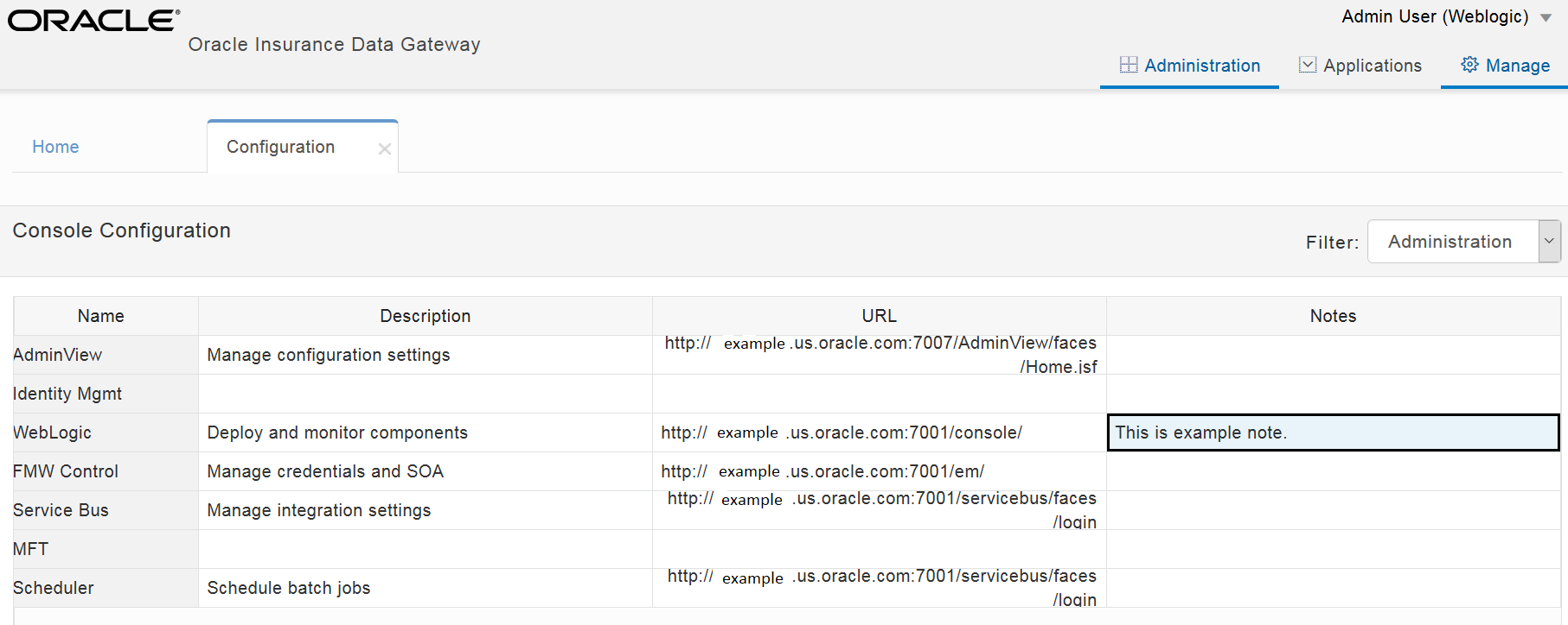 Image represents entering notes in console configuration option.