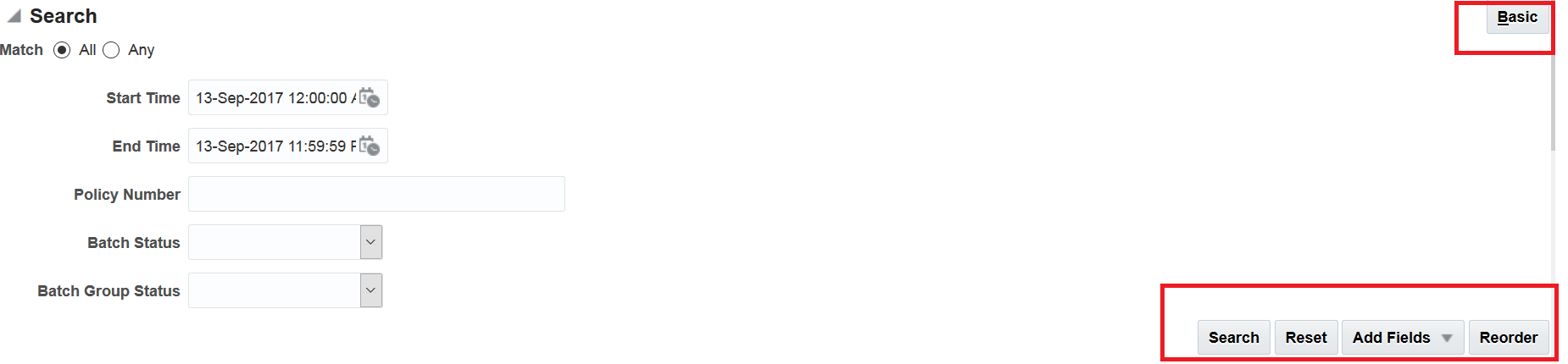 Image represents advance search option expanded.