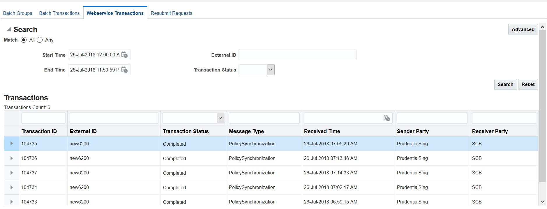 Image represents webservice transaction options.