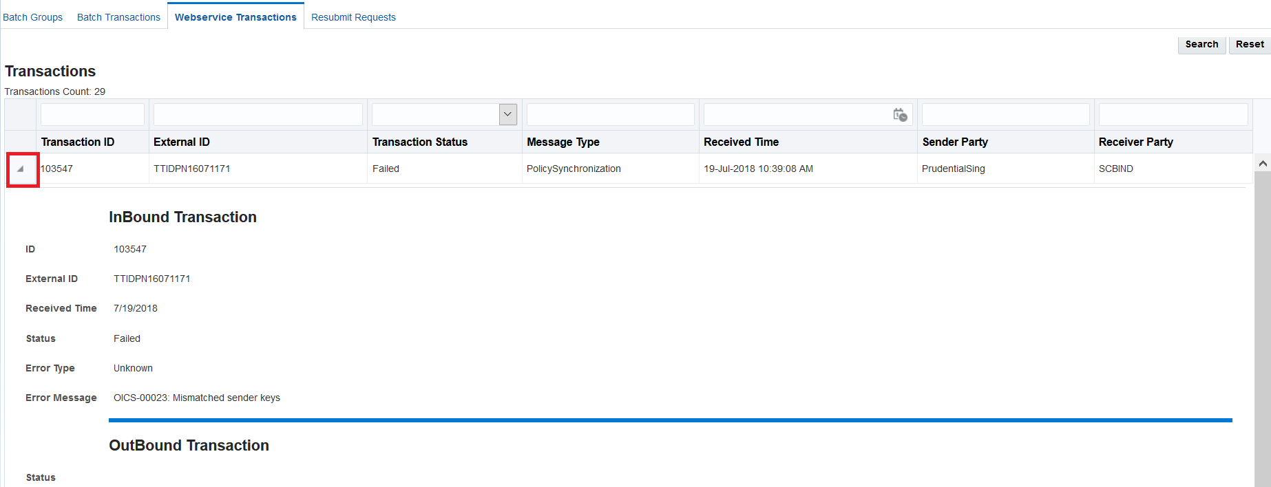 Image represents viewing webservice transactions.