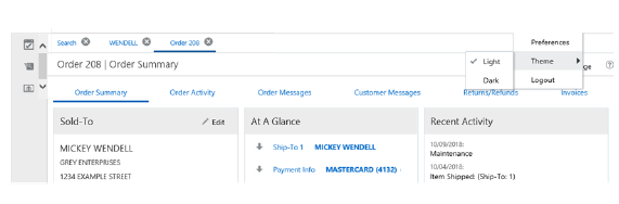 sample of Theme set to Light