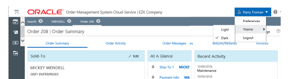 sample of Theme set to Dark