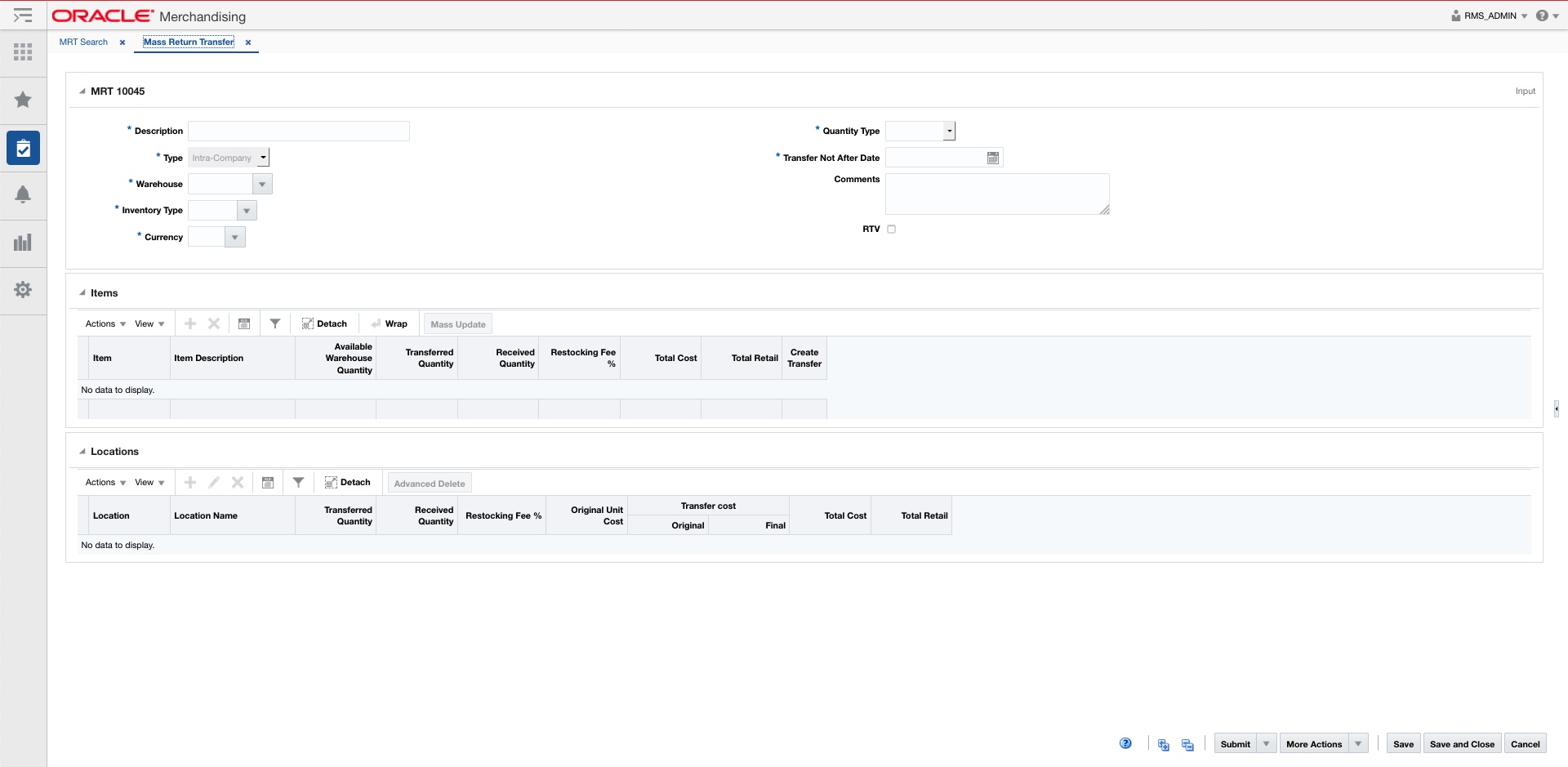 mass return transfer page